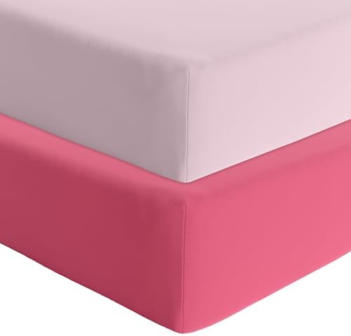 Featherhead 2-Pack Fitted Crib Sheets - 100 Cotton - Percale Pink