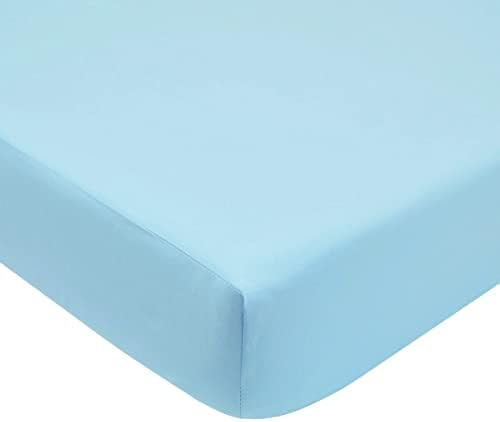 BLOOMSTAR Baby Crib Fitted Sheet - 28x52 Solid Blue Poplin Cotton