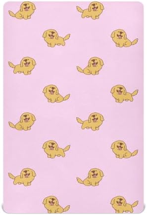 KICPOAY Fitted Crib Sheets with Cute Golden Retriever Pattern