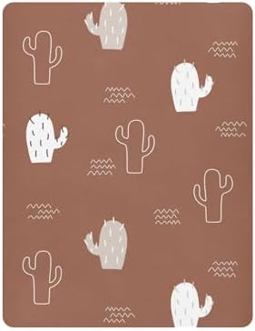 Brown Doodle Cacti Crib Sheet - Stretchy Playard Fitted Sheet for Baby