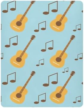 KICPOAY Classical Guitar Note Blue Fitted Crib Sheet