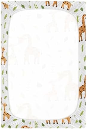 Cute Giraffes Leaves Fitted Crib Sheets for Baby Toddler