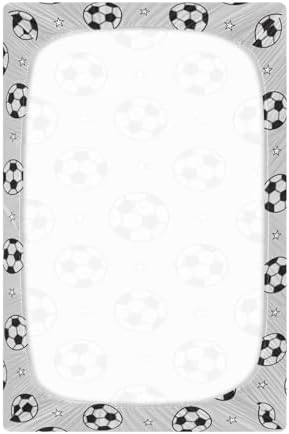 KICPOAY Soccer Balls Grey Crib Sheets Stretchy Playard Sheets for Baby Toddler