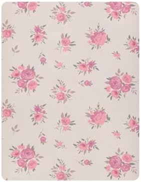KICPOAY Spring Pink Flowers Fitted Crib Sheets
