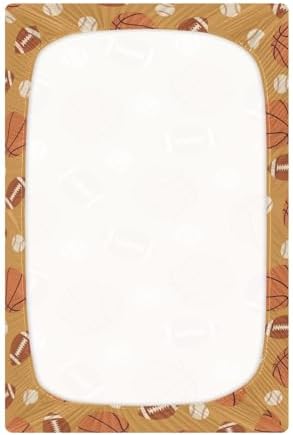 KICPOAY Ball Retro Sports Brown Crib Sheets