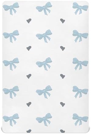 KICPOAY Blue Ribbon Black Heart Crib Sheets