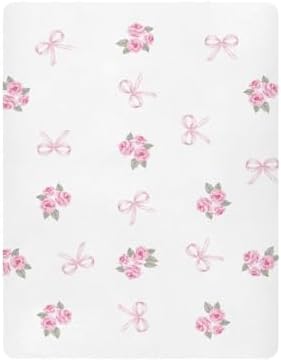 Pink Rose Ribbons Fitted Crib Sheets for Baby Toddler