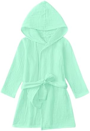 TADO Muslin Organic Cotton Hooded Toddler Bathrobe for Boys Girls