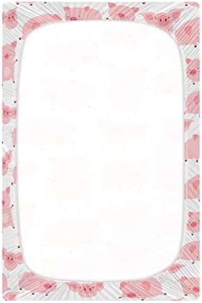 KICPOAY Fitted Crib Sheets Pink Cute Pigs Playard Sheets for Baby Toddler