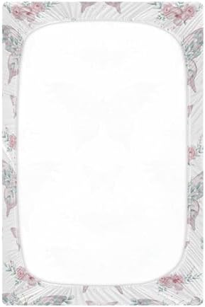 Pink Butterfly Flower Leaves Fitted Crib Sheets for Baby Toddler