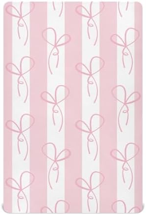Bow Knots Stripe Fitted Crib Sheets for Baby Toddler