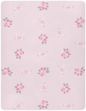 Pink Rose Ribbon Leaves Fitted Crib Sheets for Baby 1