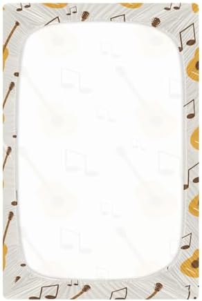 KICPOAY Classical Guitar Note Crib Sheets Stretchy Playard Sheets for Baby