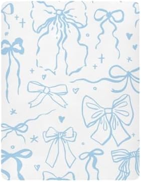 KICPOAY Fitted Crib Sheets with Blue Bows for Baby Toddler
