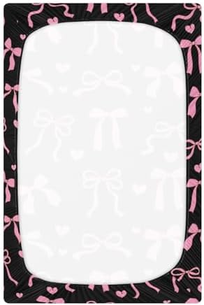 KICPOAY Bows Hearts Crib Sheets for Baby Toddler