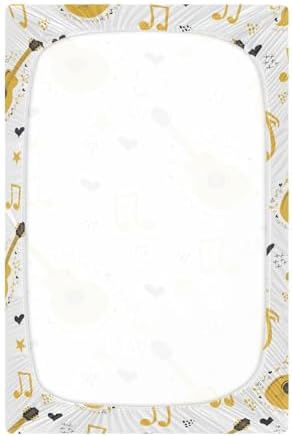White Guitar Stars Notes Fitted Crib Sheets for Baby Toddler
