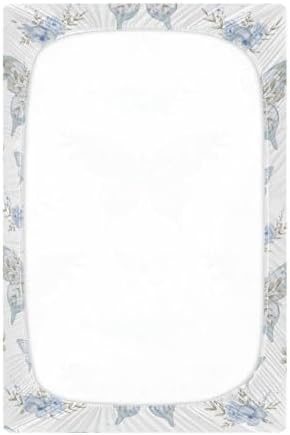 Blue Butterfly Flowers Leaves Crib Sheet for Baby Toddler