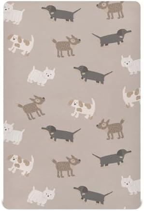 KICPOAY Doodles Brown Crib Sheets Playard Sheet for Baby Toddler