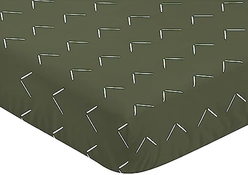 Dark Green Boho Arrow Crib Sheet for Baby Newborn Toddler