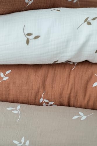 TISU Baby Crib Duvet Cover Cream Leaves Muslin