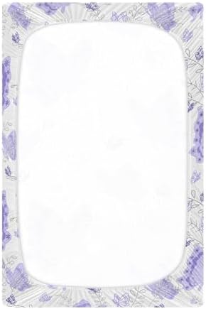 KICPOAY Purple Butterfly Crib Sheets Stretchy Playard Sheets for Baby Toddler 1