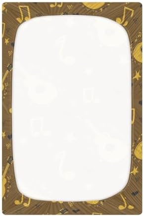 Brown Guitar Stars Notes Crib Sheet for Baby