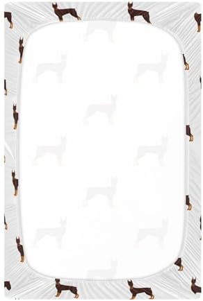 Doberman Cartoon Crib Sheets Stretchy Playard Sheets for Baby Toddler