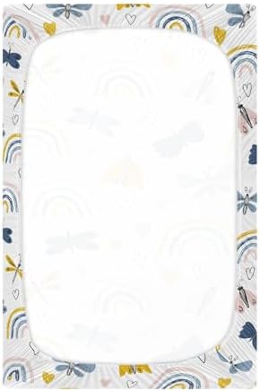 Rainbow Heart Butterfly Crib Sheets Stretchy Playard Sheets for Baby Toddler