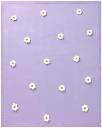 DovFanny Soft Cotton Baby Swaddle Blanket with Handmade Flowers 1