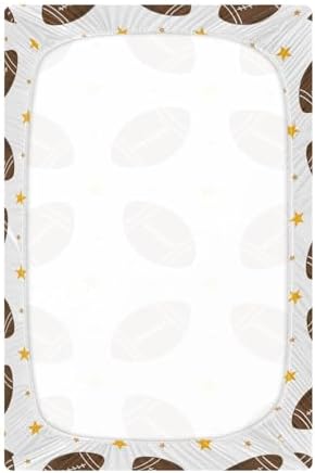 KICPOAY Stylized Footballs Crib Sheets Stretchy Portable Playard Sheets for Baby