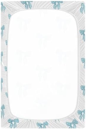 KICPOAY Coquette Watercolor Blue Bow Crib Sheets