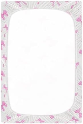 Coquette Pink Bow Fitted Crib Sheets Stretchy Playard Sheets