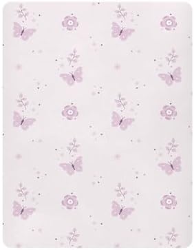 KICPOAY Boho Pink Flowers Butterfly Crib Sheet