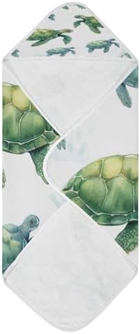 Soft Cotton Baby Hooded Towel with Sea Turtles Design