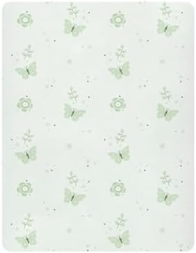 Boho Green Flowers Butterflies Crib Sheet Set