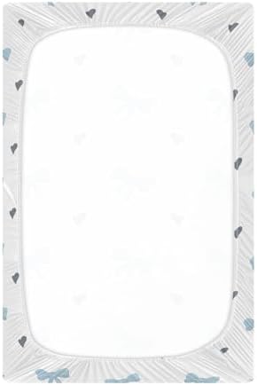 KICPOAY Blue Ribbon Black Heart Crib Sheets