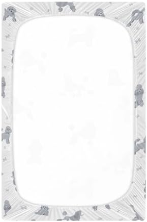 Mini Poodle Grey Fitted Crib Sheets for Baby Toddler