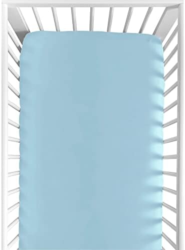 BLOOMSTAR Baby Crib Fitted Sheet - 28x52 Solid Blue Poplin Cotton