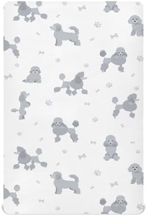 Mini Poodle Grey Fitted Crib Sheets for Baby Toddler