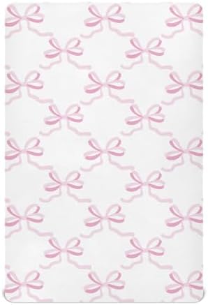 Coquette Pink Crib Sheets with Stretchy Bow Design