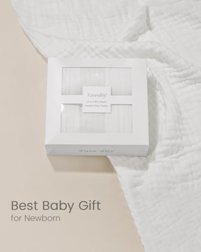 FAVERDIIY Newborn Hooded Towels 2 Pack