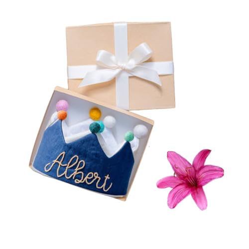 Custom Navy Birthday Crown with Embroidered Name