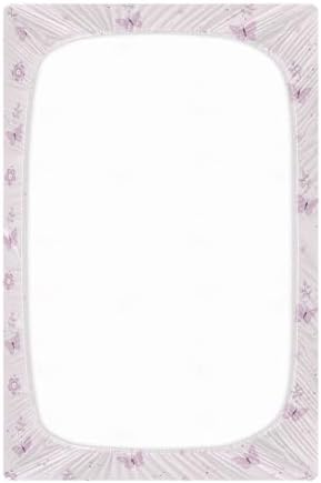 KICPOAY Boho Pink Flowers Butterfly Crib Sheet