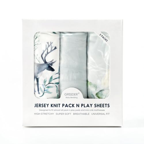 GRSSDER Stretchy Ultra Soft Crib Sheets 3-Pack