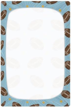 KICPOAY Blue Footballs Crib Sheets Stretchy Playard Sheets for Baby