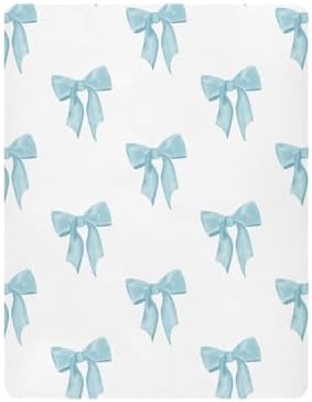 KICPOAY Coquette Watercolor Blue Bow Crib Sheets