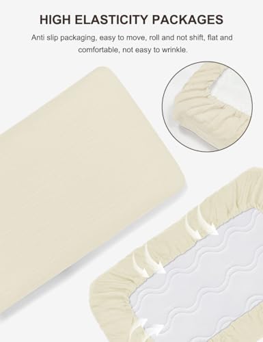 ZURLEFY Beige Crib Sheets for Boys and Girls