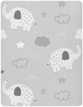 Elephant Cloud Star Grey Fitted Crib Sheets Stretchy Playard Sheets for Baby