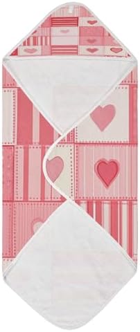 BOESI Doodle Squares Hearts Baby Bath Towel 35x35in