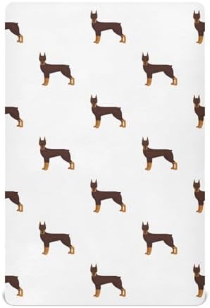 Doberman Cartoon Crib Sheets Stretchy Playard Sheets for Baby Toddler